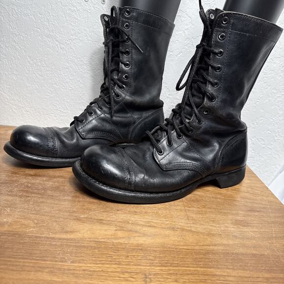 Vintage Corcoran Jump Boots Men's 10.5 D Black Leather Red Tag Combat Military - Picture 3 of 13